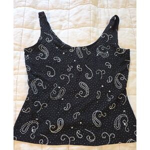 Vintage 90s Y2K Alex Evenings Glitter  Paisley tank top Medium Western